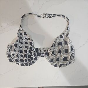 Blue and White Patterned Bikini Top 36DD From Swim Systems